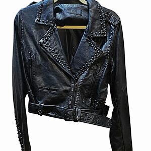 Chic Black Studded Leather Jacket by Blank NYC.